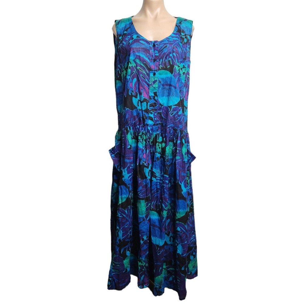 Peripherals Made in India Boho Hippie Tropical Long Maxi Dress Size M/L